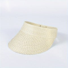 Women's Khaki Frayed Edges Visor Hat Lightweight Wide Brim Sunscreen Beach Cap