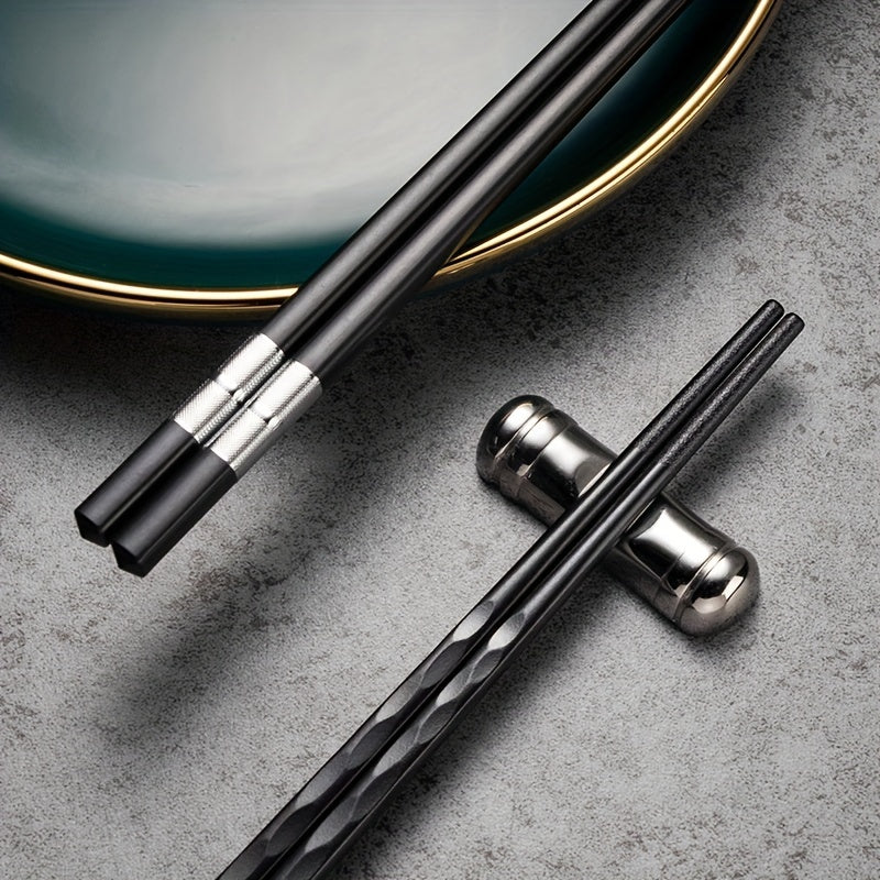 5 Pairs Alloy Chopsticks Reusable Non-slip Durable Kitchen Household Chopsticks