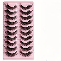 10 Pairs Fox Eye Lashes Layer Thick Volume Faux Mink Lashes 8D Cat Eye Lashes