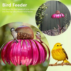 Metal Flower Bird Feeder Stake For Outdoor Garden