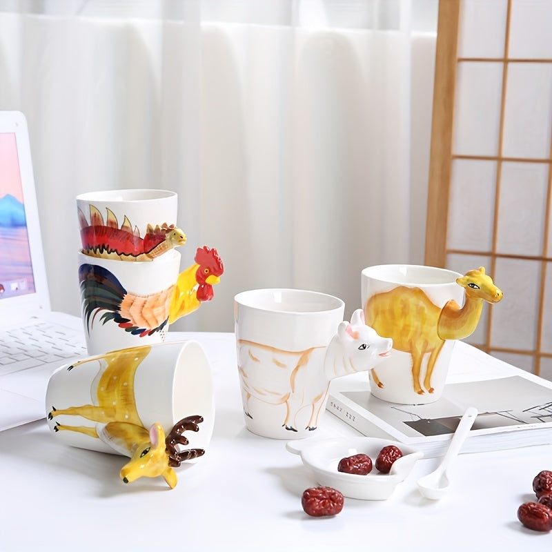 1PC Ceramic Animal Coffee Mug With 3D Handle 450ml Hand Painted