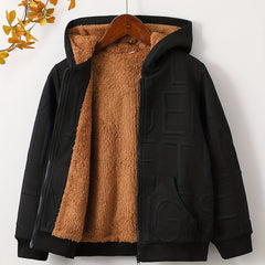 Boys Casual Textured Hooded Zip Up Jacket