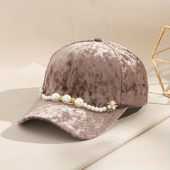 Faux Pearl Trucker Hats Lightweight Adjustable Sun Hat