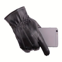 Warm Touch Screen Gloves PU Leather Cycling Coldproof Gloves