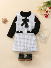 Girls Houndstooth Bow Dress Shirt Set