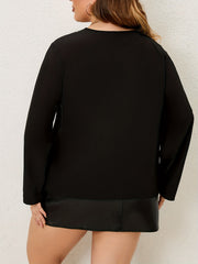 Glitter Sequin Long Sleeve V Neck Top
