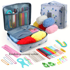 Cat Print Crochet Kit with Metal Hooks, Yarn, Scissors