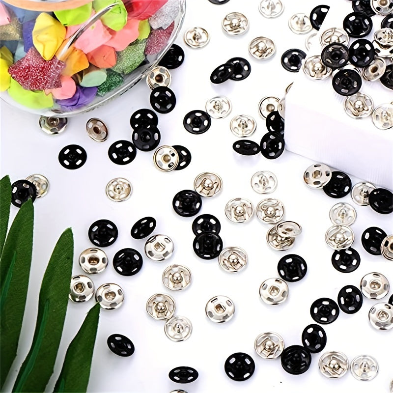 80pcs Silvery Sew on Snap Buttons 0.99cm Metal Fastener Buttons Press Button