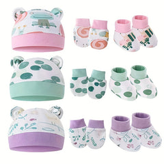 5pcs Baby Tire Hat Set with Anti-scratch Gloves & Foot Cover