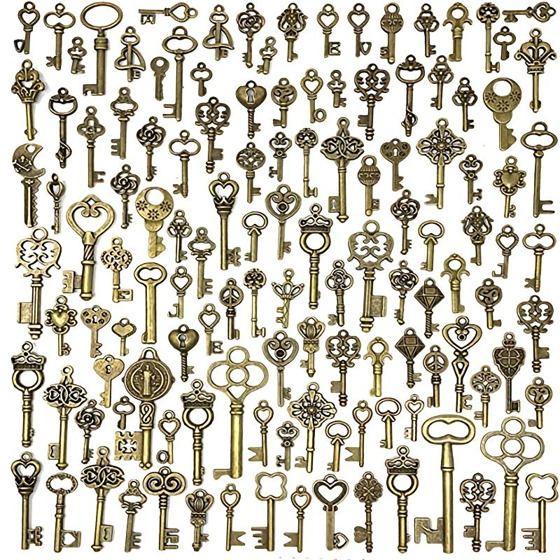 50 Pcs Vintage Skeleton Key Charm Set for Jewelry Making & Wedding Favors