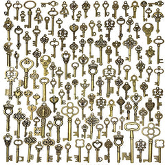 50 Pcs Vintage Skeleton Key Charm Set for Jewelry Making & Wedding Favors