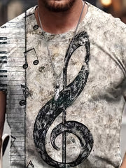 Men's Music Note Print T Shirt - Stylish Summer Essential