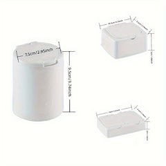 3pcs Desktop Press Storage Box with Lid for Makeup Cotton Swabs