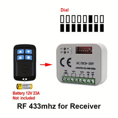Universal Garage Door Remote Control Receiver 2 CH 433 868 MHz Transmitter RX