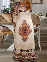 Southwestern Print V Neck Maxi Dress