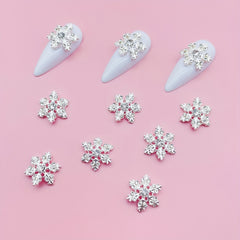 10pcs Christmas Snowflake Nail Charms with Rhinestones 3D Nail Gem Jewelry