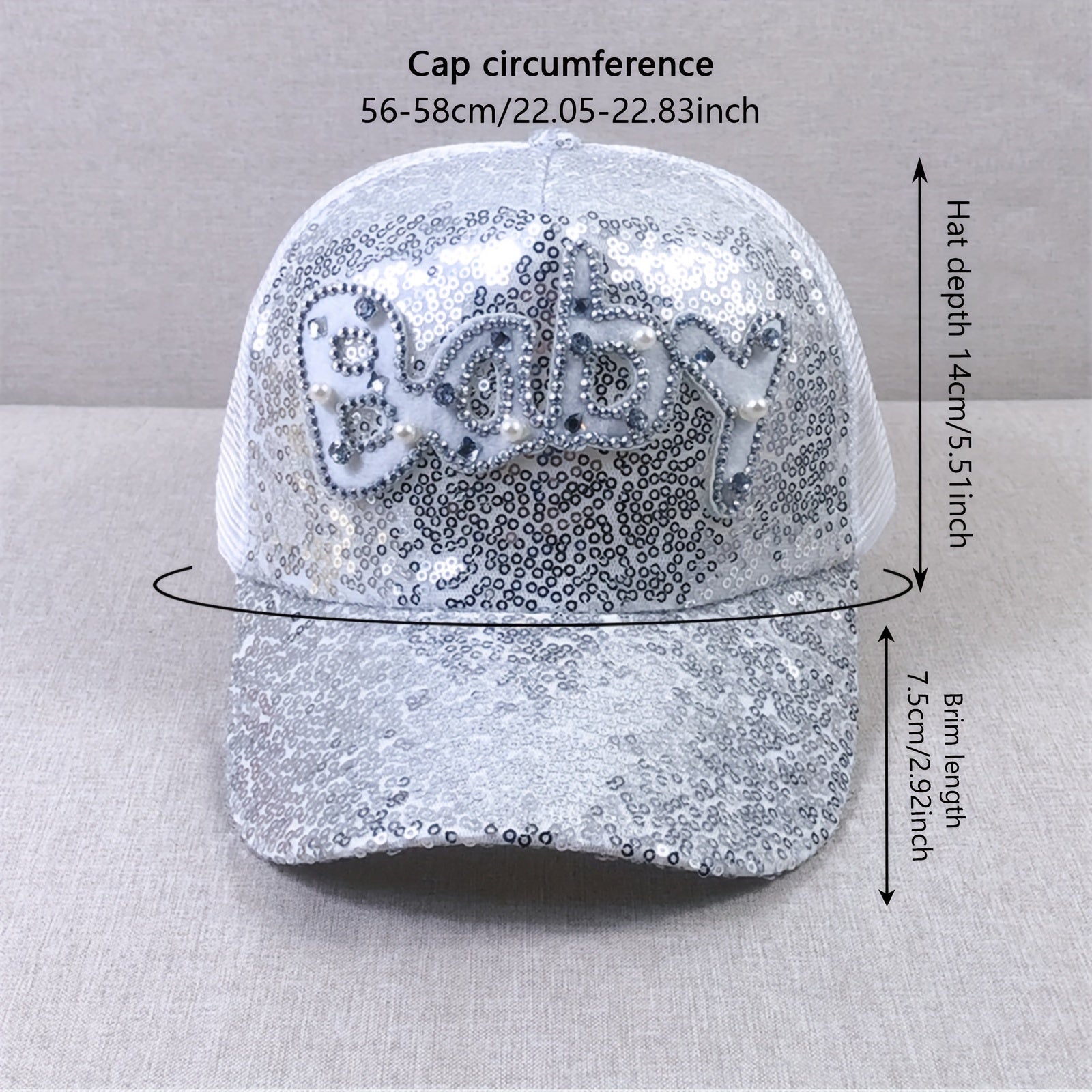 Baby Patch Sequin Baseball Cap Sparkling Mesh Trucker Hats For Women