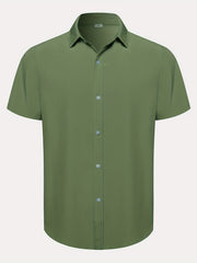 Men's Casual Solid Short Sleeve Shirt for Summer Vacation Resort