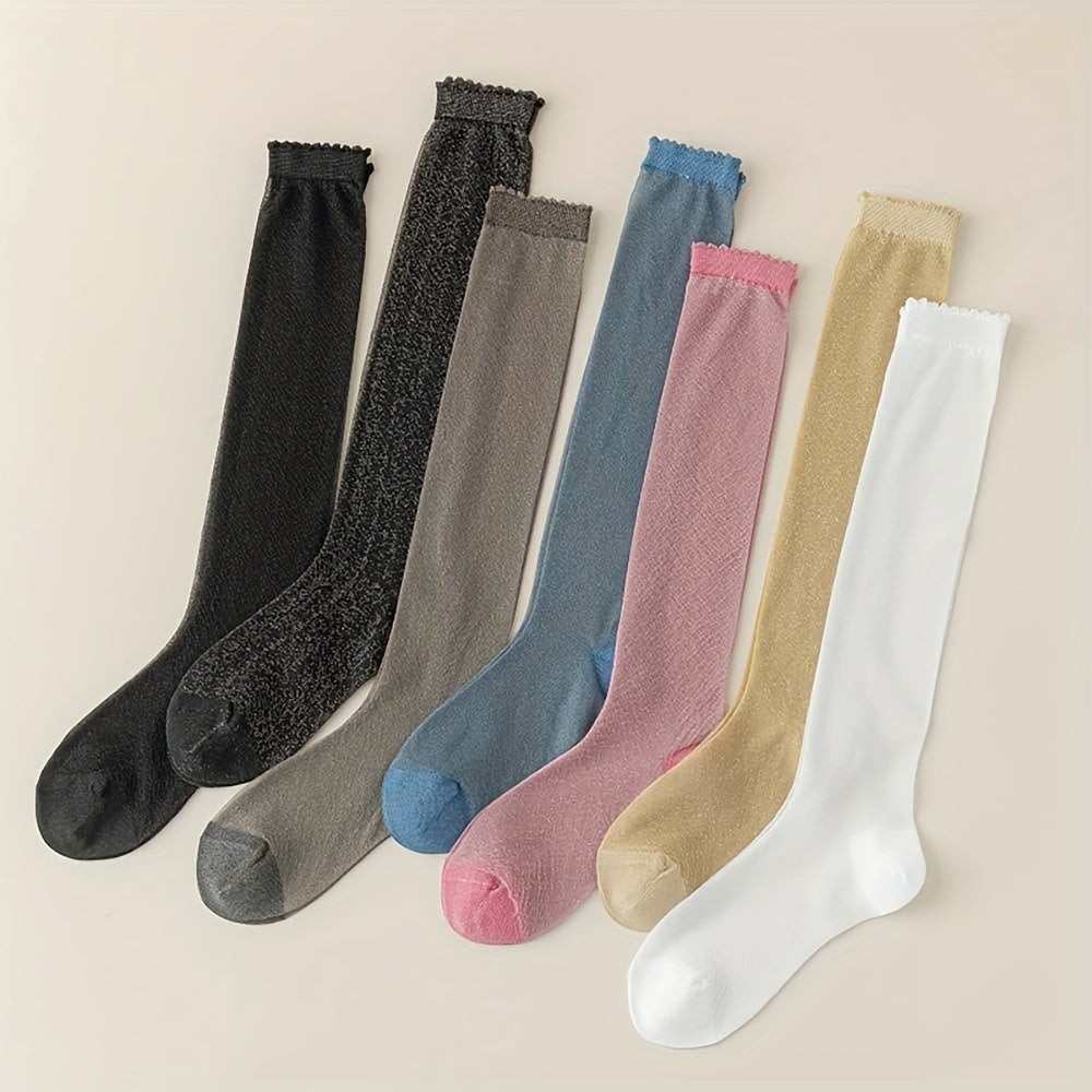 Ultra Thin Sheer Knee High Socks Lace Mesh Calf Stockings Women's Hosiery