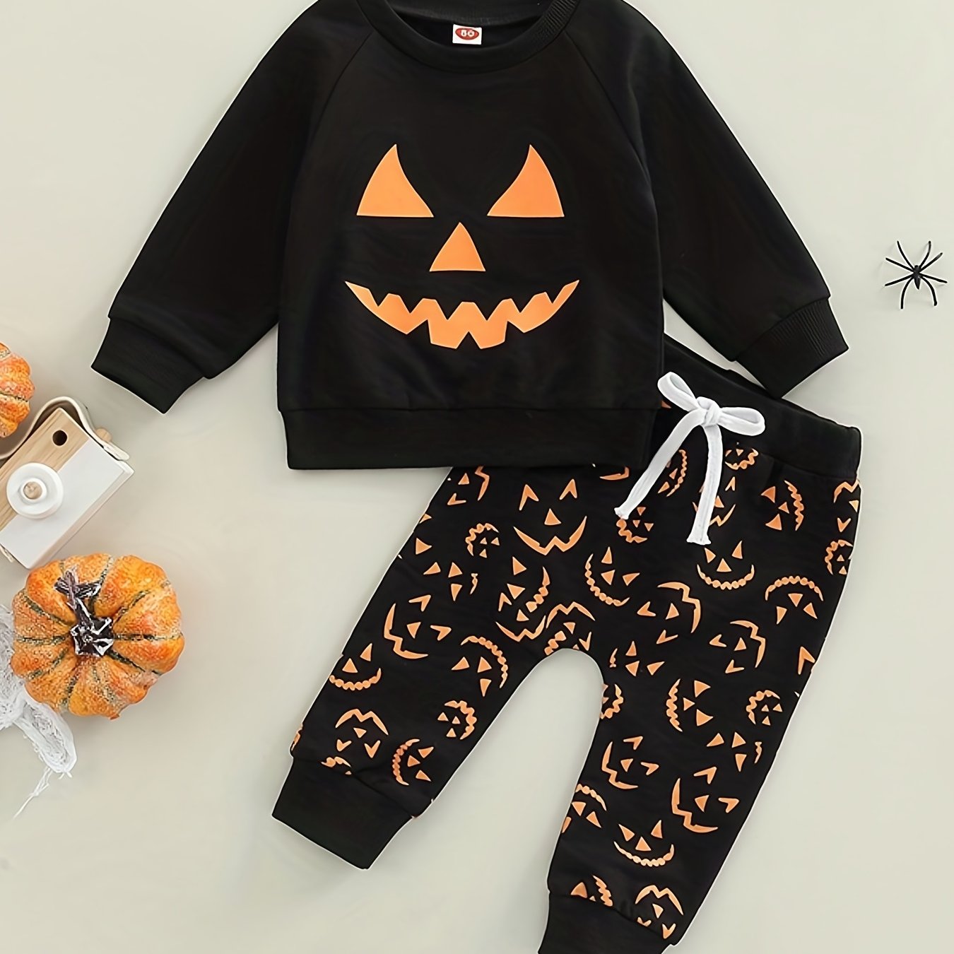 Pumpkin Graphic Pullover Top & Pants 2pcs Set