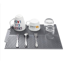 Non Slip Silicone Dish Drying Mat Foldable Draining Tray Gray
