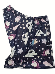 Sports Shorts Women's Heart Print Elastic Waist Loose Running Yoga Sho