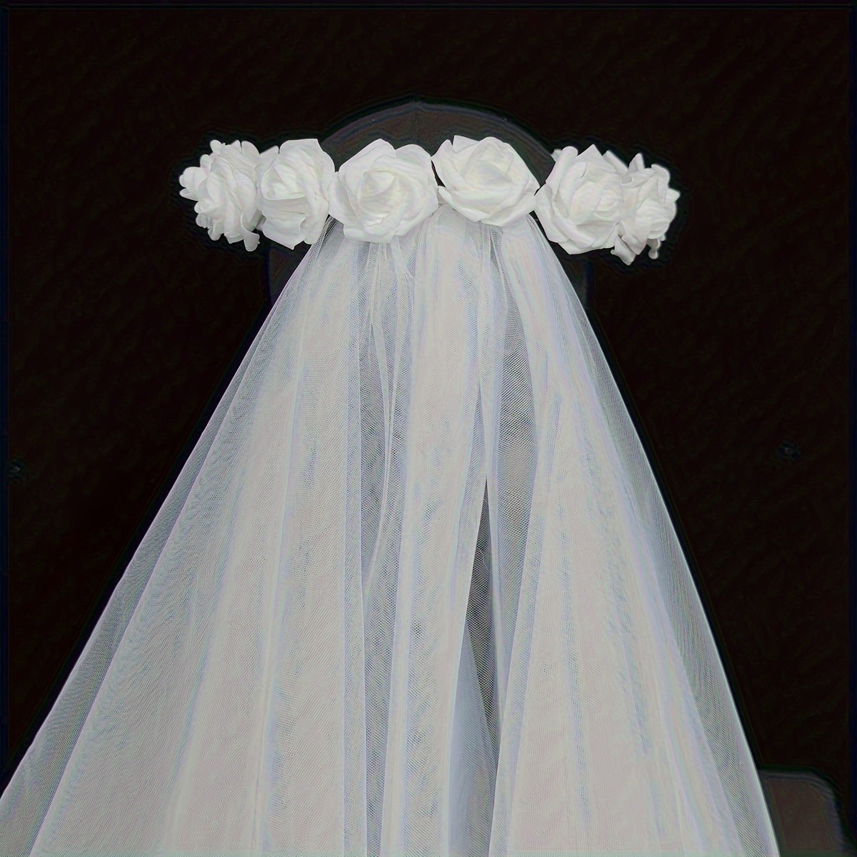 Rose Headdress Bridal Veil Hair Accessory for Banquets & Parties