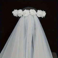 Rose Headdress Bridal Veil Hair Accessory for Banquets & Parties