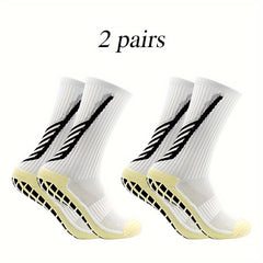 2 Pairs Grip Pads Non Slip Football Socks Outdoor Sports Soccer Rugby Basketball