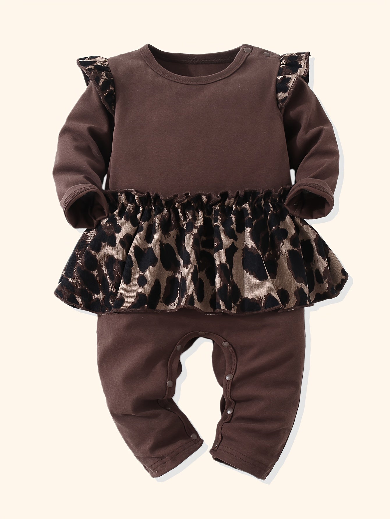 Baby Leopard Print Long Sleeve Bodysuit Infant Cotton Onesie