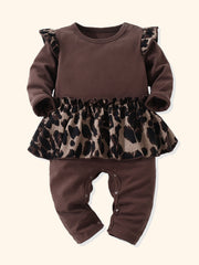 Baby Leopard Print Long Sleeve Bodysuit Infant Cotton Onesie