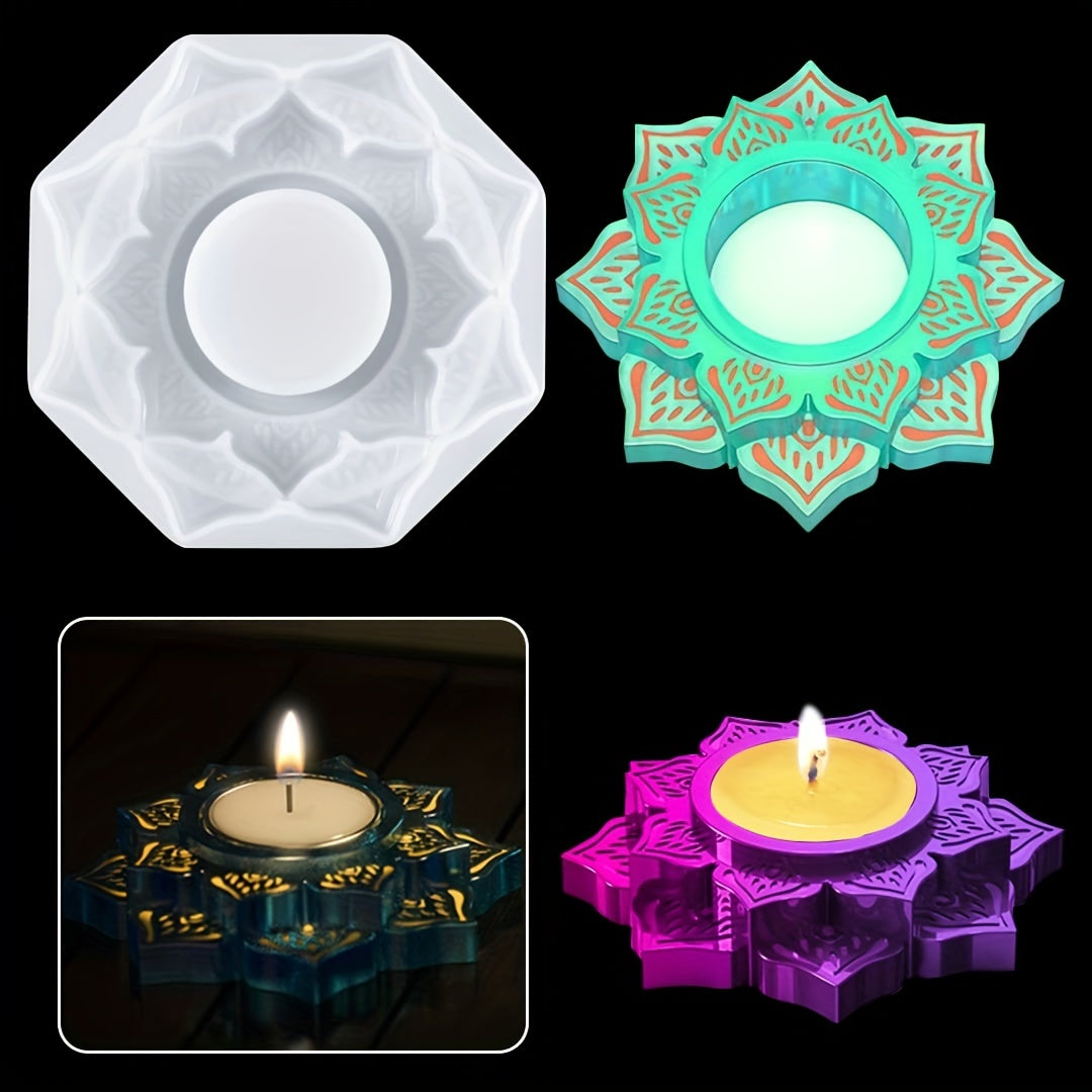 Resin Candle Holder Silicone Mould Lotus Epoxy Mold DIY Trinket Container