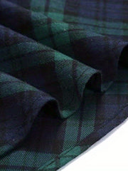 Plaid Print Maxi Skirt with Pockets