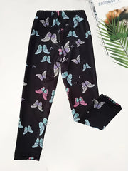 Colorful Butterfly Print Leggings Girls Casual Leggings All Season Gift