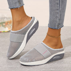 Solid Mesh Sports Slippers Air Cushion Backless Sandals Women Footwear