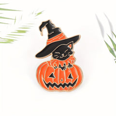 Funny Cat Pumpkin Enamel Brooch for Boys - Cute Halloween Accessory