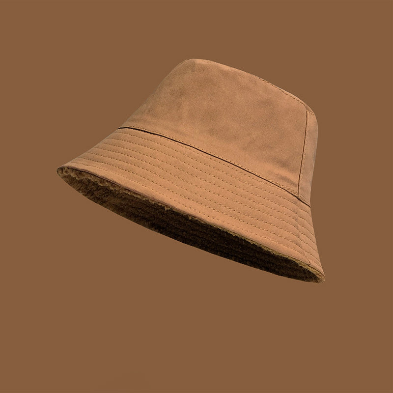 Women's Winter Lamb Wool Bucket Hat Plush Warm Hat