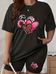Graphic Print Tee & Biker Shorts Set