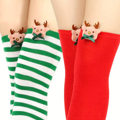 Christmas Striped Over The Knee Socks Women's Stockings