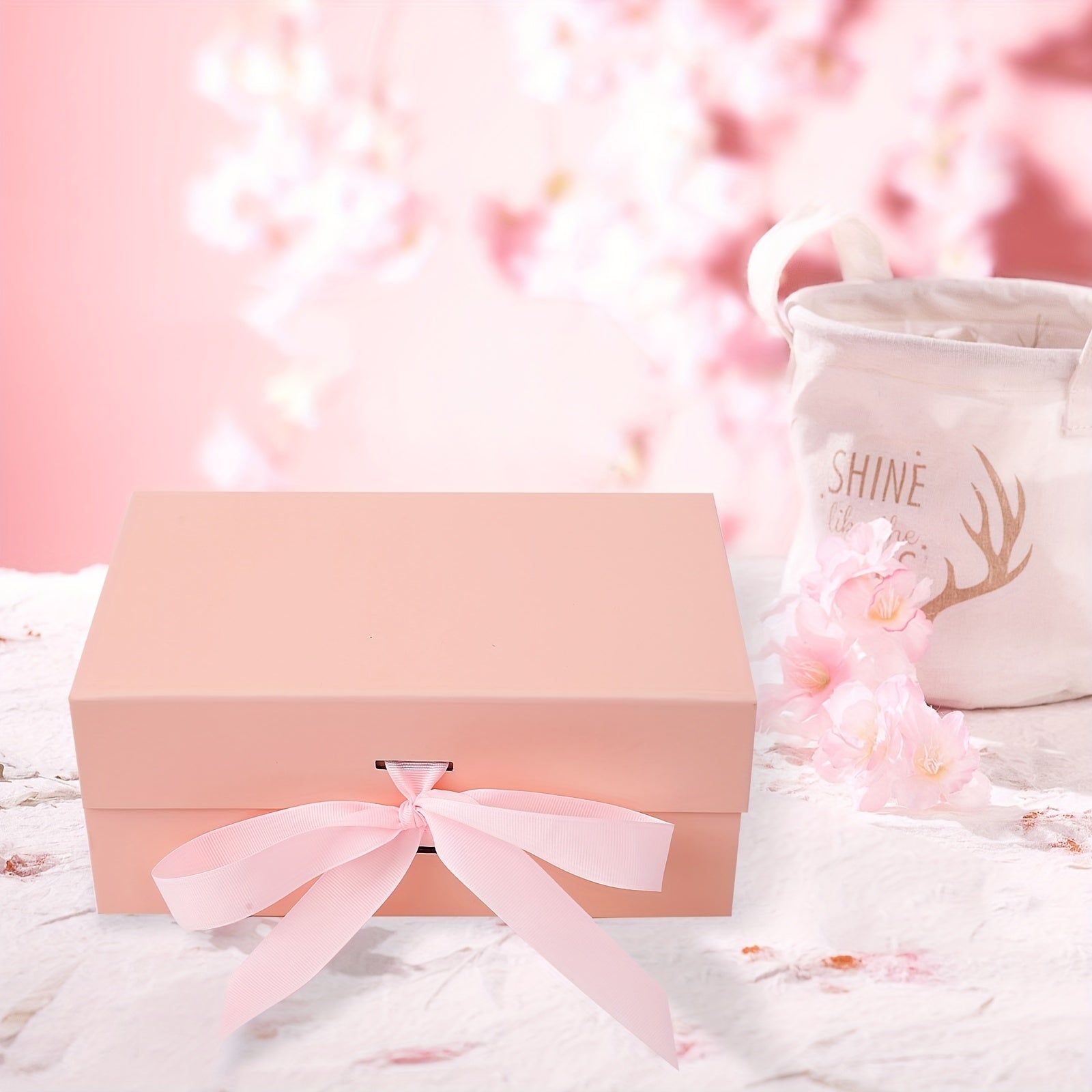 Pink Small Gift Box with Ribbon - Ideal for Christmas & Birthdays