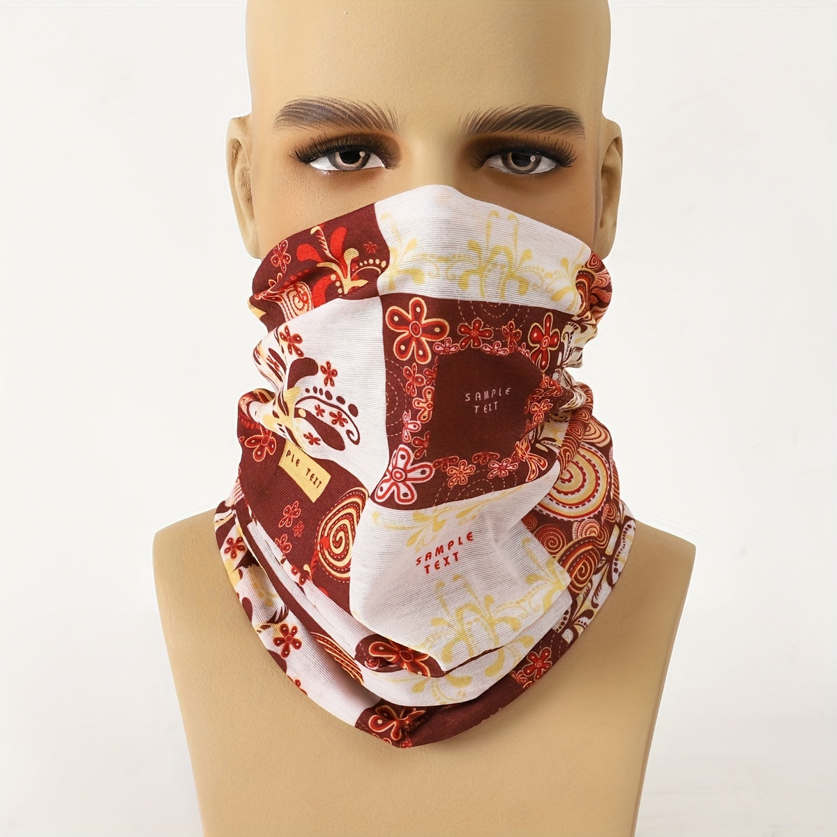 Light Brown Men's Printed Cycling Neck Gaiter