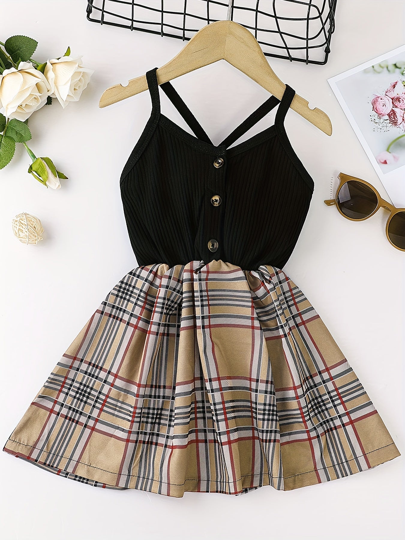 Baby Girls Plaid Sleeveless Cami Dress for Summer