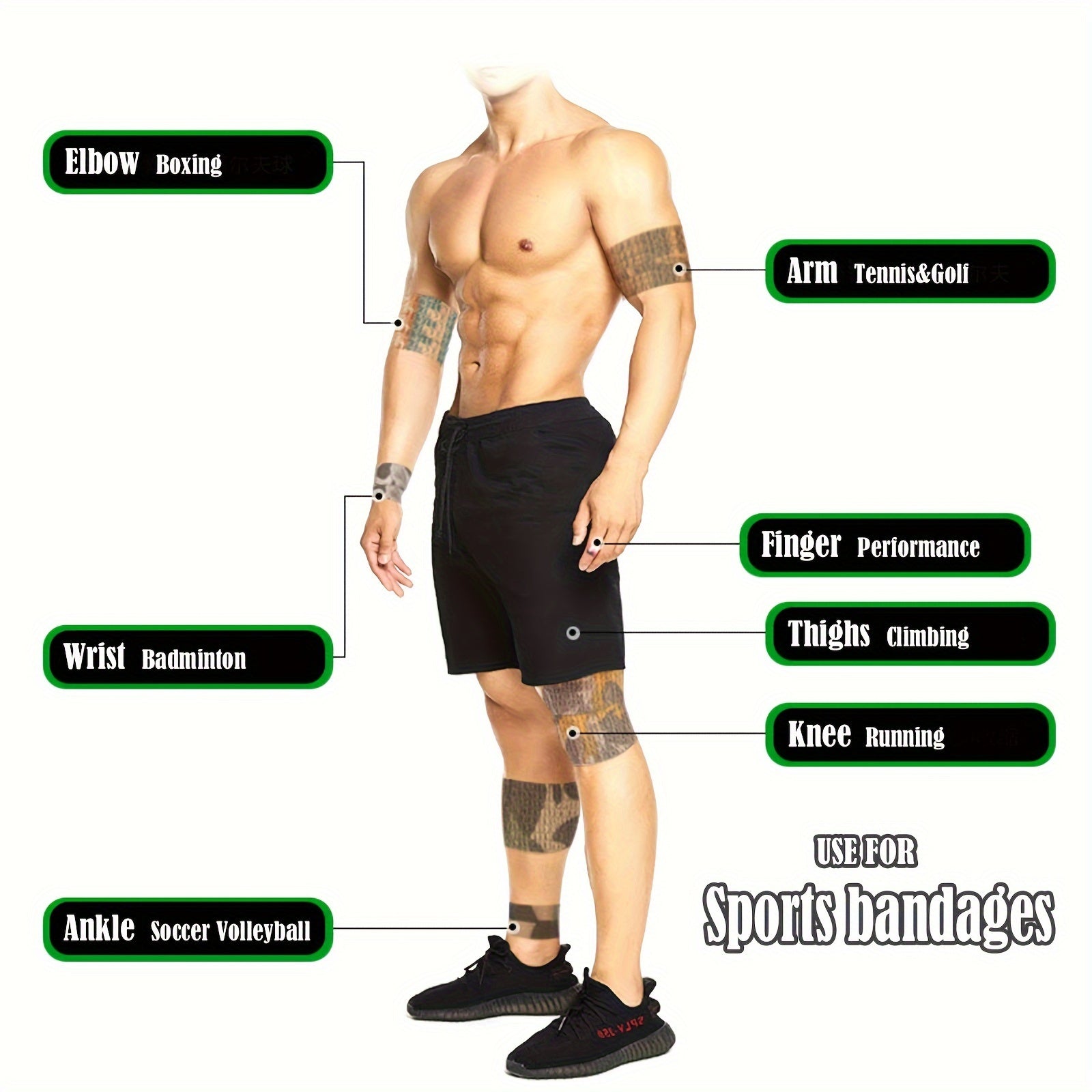Self Adhesive Camouflage Bandage Tape for Equipment, Joints, Muscles, Pets