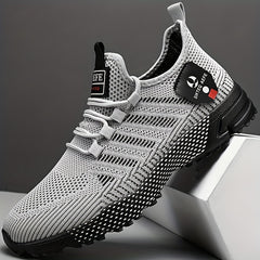 Men's Mesh Striped Basketball Shoes High Top Casual Sports Shoes