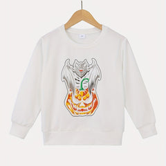 Boy's Halloween Bat & Pumpkin Print Sweatshirt for Outdoor