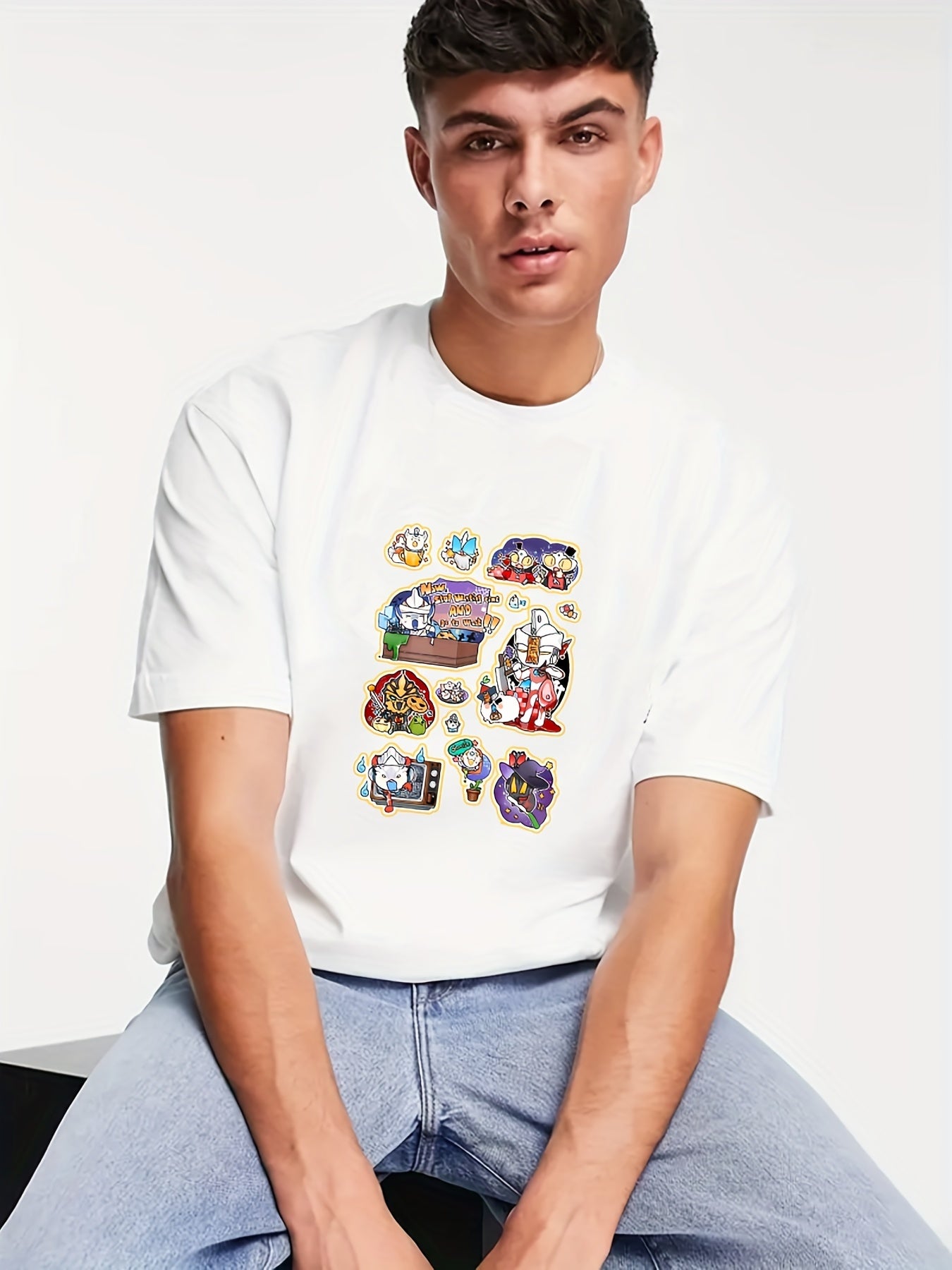 Men's Doodle Pattern T-shirt for Halloween