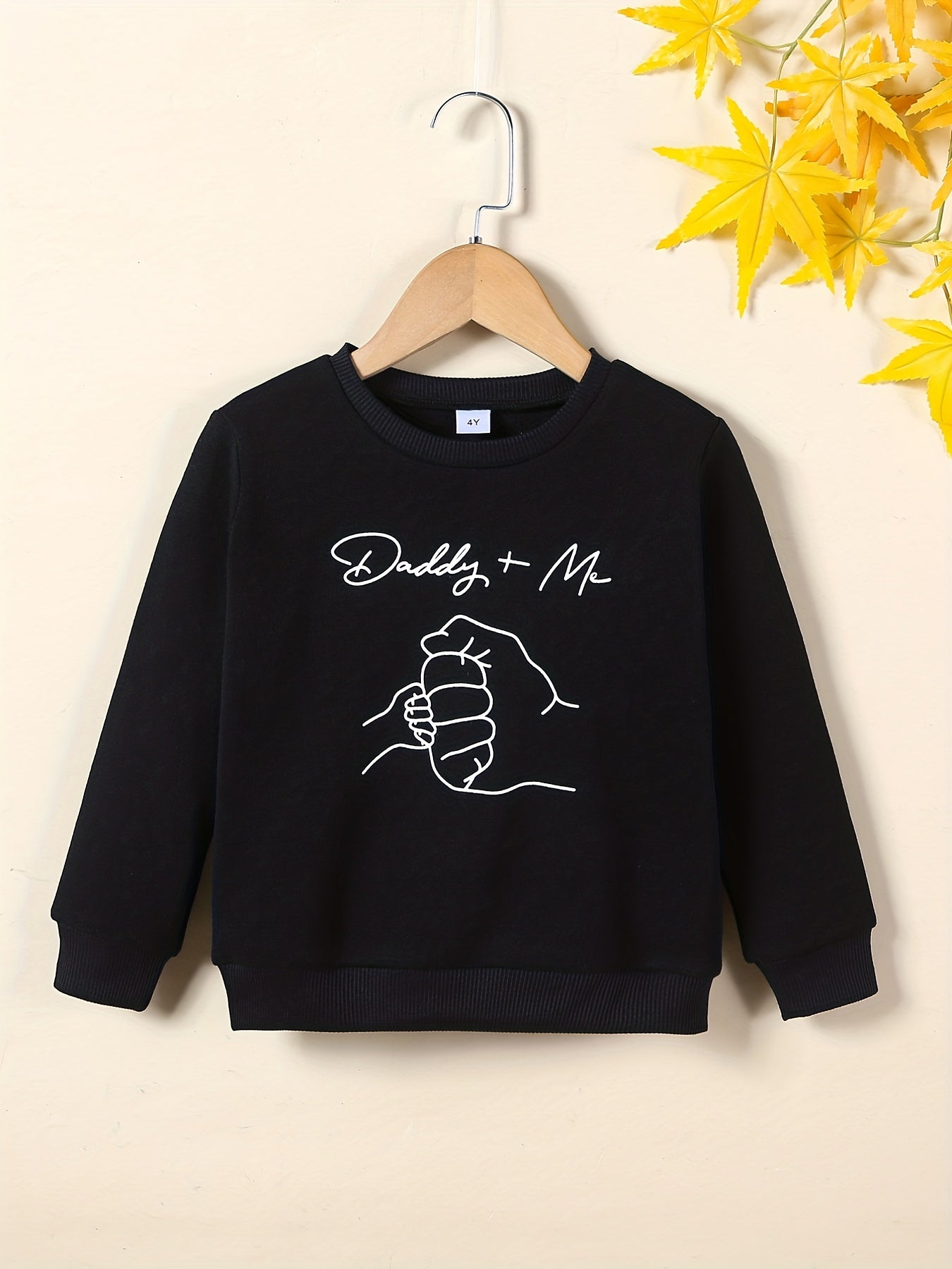 Kid's Thermal Sweatshirt DADDY ME Print Pullover Crew Neck