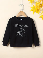 Kid's Thermal Sweatshirt DADDY ME Print Pullover Crew Neck