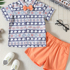 Baby Boys Elephant Graphic Shirt & Shorts Set