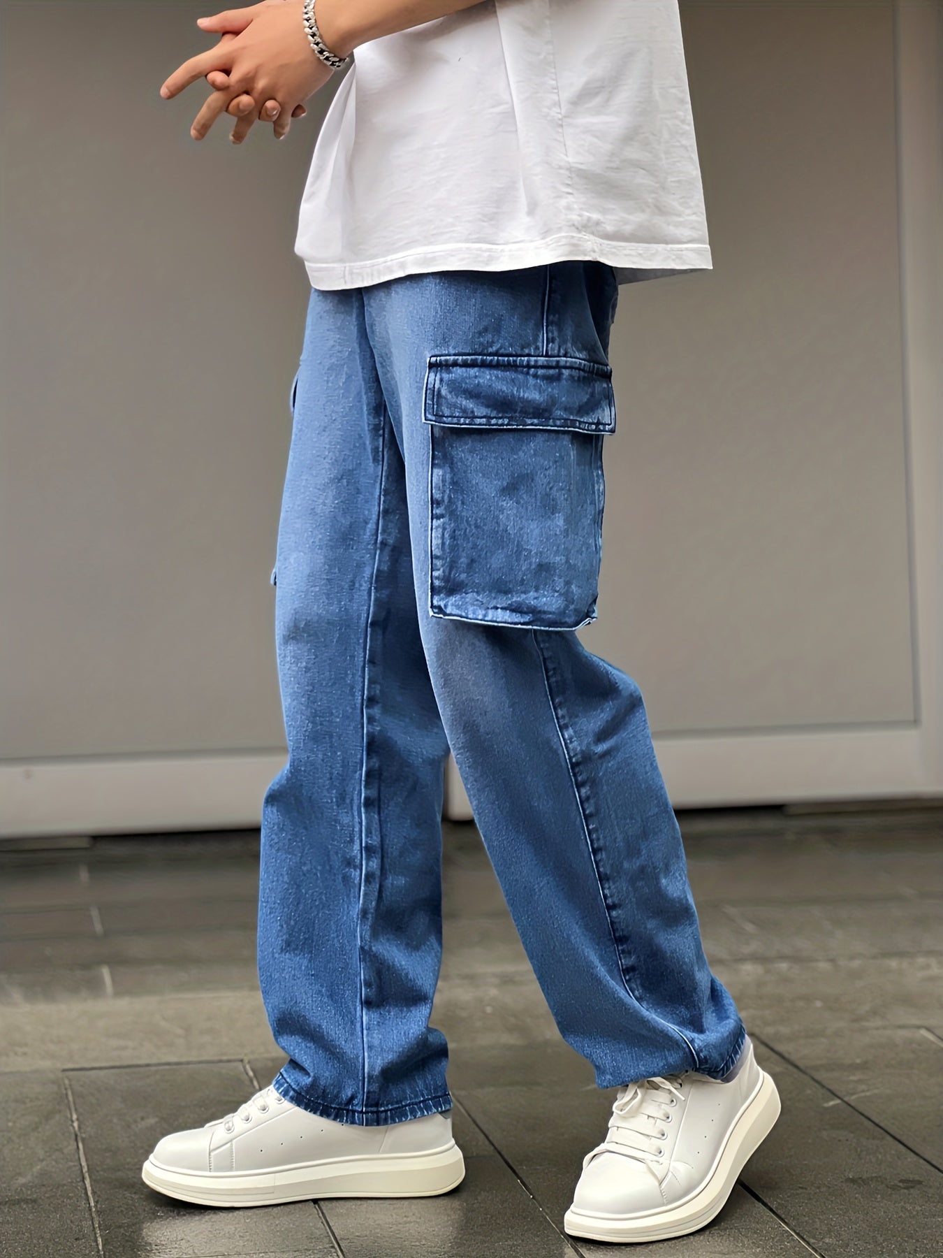Men's Cotton Cargo Jeans: Street Style Denim Pants